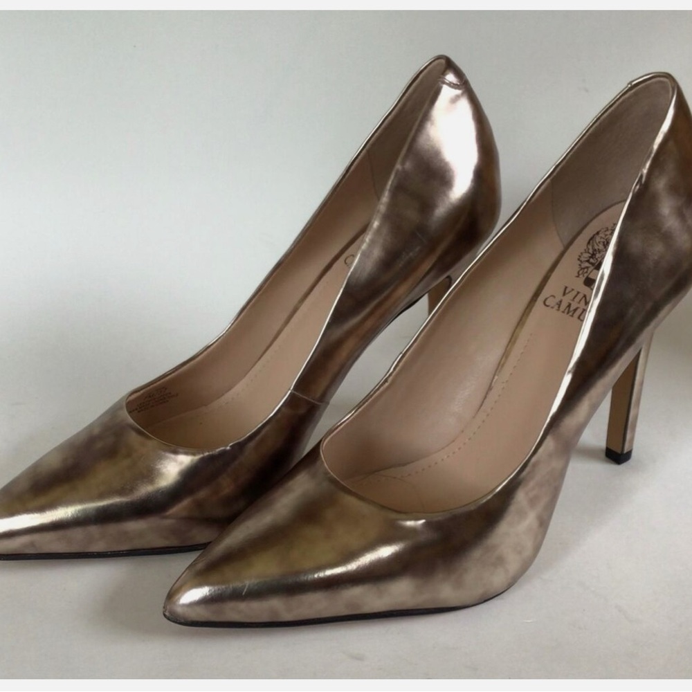 Brand new VINCE CAMUTO Leather Antique Bronze Metallic Pointed Toe Pumps